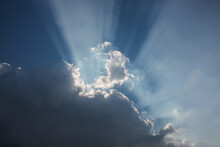 Beautiful Blue Sky With Sun Rays Background