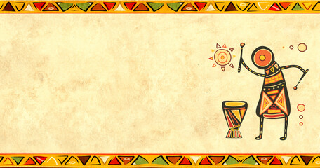 Grunge background with African traditional patterns