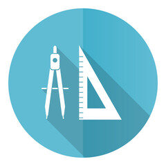 Aufkleber - Learning vector icon, education flat design blue round web button isolated on white background