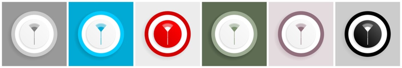 Poster - Rake, gradening too icon set, colorful flat design vector illustrations in 6 options for web design and mobile applications