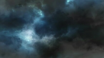 Wall Mural - Thunderstorms broke out inside the dark cumulus clouds moving across the sky