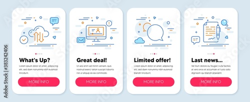 Cuadros en Lienzo Set of Education icons, such as Online video, Cloud sync, Messenger symbols