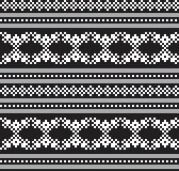 Black and White Christmas Fair Isle Seamless Pattern Background