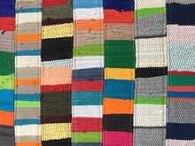 Patchwork Rug Blanket Made Of Woven Rag Background Stripes Texture These Style Of Blankets And Rugs Are Made Of Old Textile