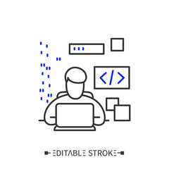 coding line icon. application development. programming process. writing a new application code. mobi