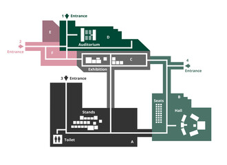 vector editable floor plan with fields for logos or titles isolated on a white background. suitable 