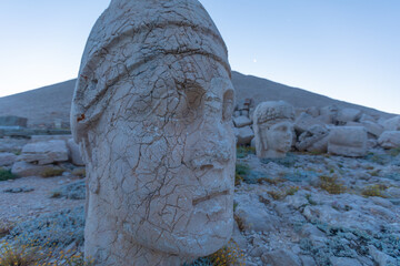 The gigantic statues of gods on mount Nemrut.