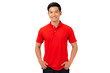 T-shirt design, Young man in Red shirt on white background