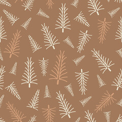Naklejka na meble Vector ecru brown Christmas trees seamless pattern