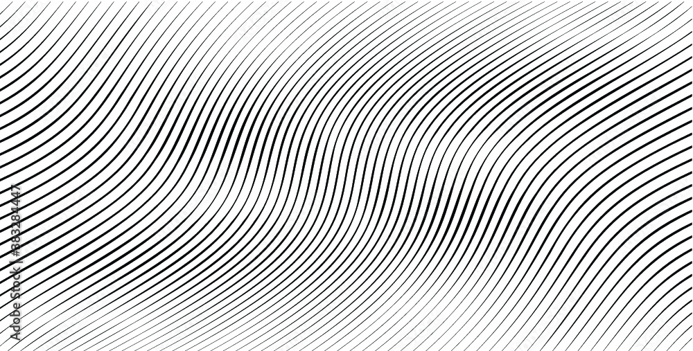 Abstract warped Diagonal Striped Background . Vector curved twisted slanting, waved lines texture
