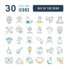 Sticker - Vector Line Icons of Day of the Dead