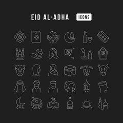 Poster - Vector Line Icons of Eid Al-Adha