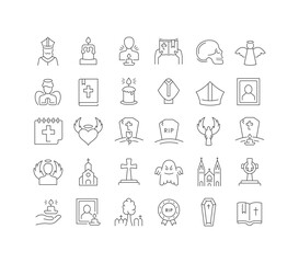 Canvas Print - Vector Line Icons of Feast of All Souls