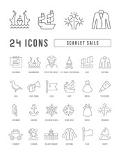 Vector Line Icons Of Scarlet Sails