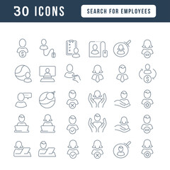 Wall Mural - vector line icons of search for employees