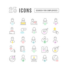 Wall Mural - vector line icons of search for employees