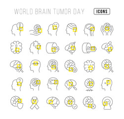 Wall Mural - Vector Line Icons of World Brain Tumor Day