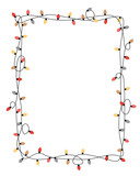 Fototapeta  - Xmas light bulbs frame, vertical rectangle shape. Simple but cute Christmas hand drawn frame. Vector illustration