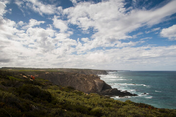 Long rocky coastline landscape