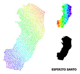 Wall Mural - Dot rainbow gradient, and solid map of Espirito Santo State, and black text. Vector model is created from map of Espirito Santo State with circles. Template is useful for geographic templates.