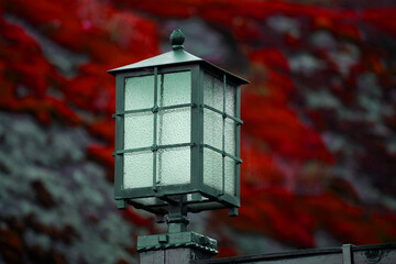 Poster - street lamp on a background of autumn leaves