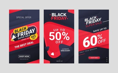 Wall Mural - Black friday sale social media stories template design collection