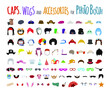 © sergi - Pelucas, sombreros, gorras, gafas, barbas, bigotes, y otros divertidos accesorios. Juego de simpáticas pegatinas para decorar tus fotos.