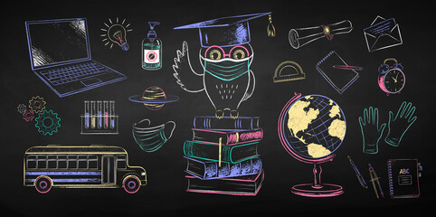 Wall Mural - education chalk drawings collection