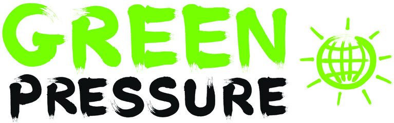 Hand dawn words Green Pressure and earth illustration, green and black. Airbrush or brush font as vector typography.