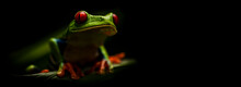 Red-Eyed Tree Frog (Agalychnis Callidryas) Night Closeup Banner...Add Your Own Text Or Content
