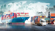 © enanuchit - Global business logistics import export background and container cargo freight ship transport concept