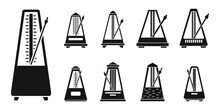 Classic Metronome Icons Set. Simple Set Of Classic Metronome Vector Icons For Web Design On White Background