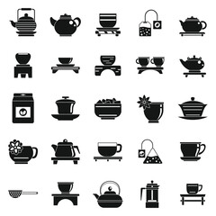 Canvas Print - Chinese tea ceremony icons set. Simple set of chinese tea ceremony vector icons for web design on white background