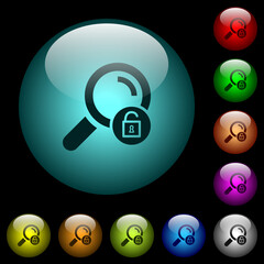 Canvas Print - Unlock search icons in color illuminated glass buttons