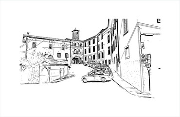 building view with landmark of bergamo is a city in the alpine lombardy region of northern italy. ha