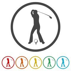 Wall Mural - Golf Player logo design, color set