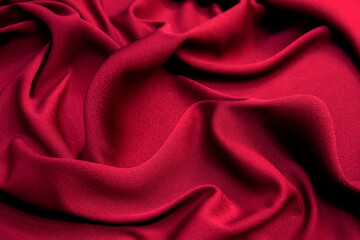 Wall Mural - Wool fabric. The color is red. Texture, background, pattern.