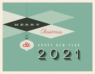 Vintage style 2021 greetings card - Vector EPS10. Grunge effects can be easily removed for a brand new, clean sign.