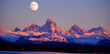 © Lane Erickson - Sunset Light Alpen Glow on Tetons Teton Mountains wtih Moon Rising