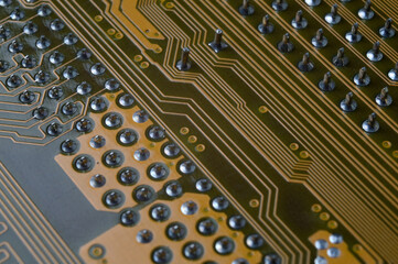 pins on the back of the motherboard close-up.