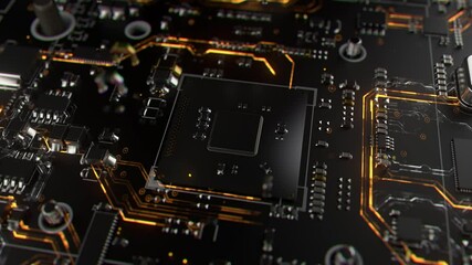 Wall Mural - 3d render of abstract motherboard. technology conceptual background.