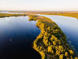 Aerial view of the Dnieper river near Kiev