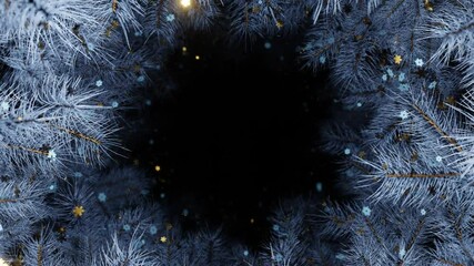 Wall Mural - new year and christmas 2025 background. frozen of christmas tree branches with gold and white snowfl