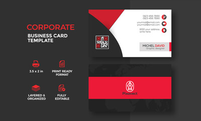 Wall Mural - Red and black modern business card design template