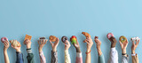 People are holding different desserts in their hands. The concept of food and sweets.