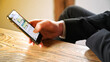 Businessman using digital smartphone on chat messenger