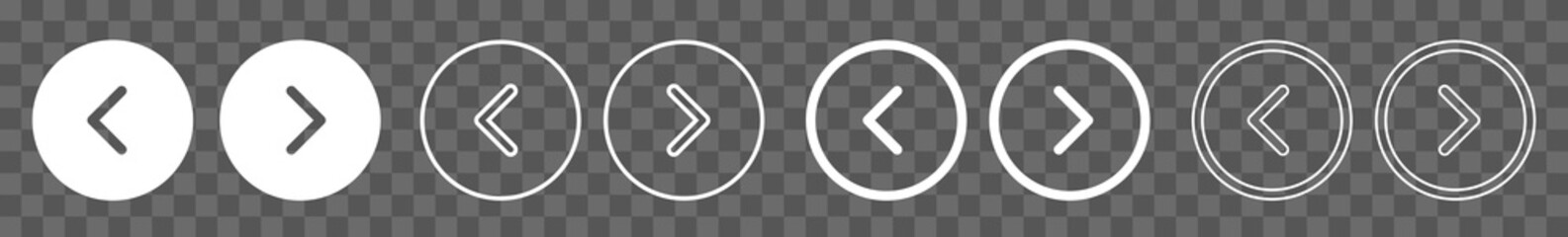 Wall Mural - back next button icon circle white | previous forward buttons illustration | video audio player navi