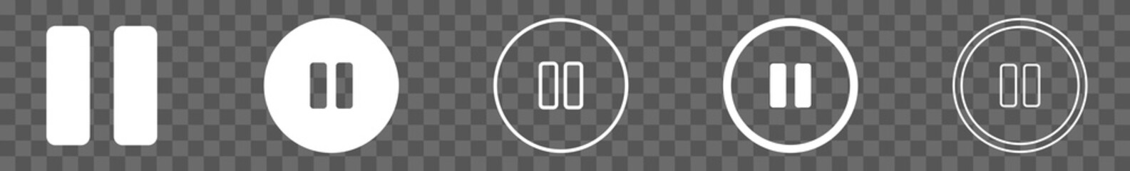 Wall Mural - pause button icon circle white | break buttons illustration | video audio player navigate symbol | q