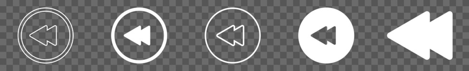 Wall Mural - rewind button icon circle white | fast back buttons illustration | video audio player navigate symbo