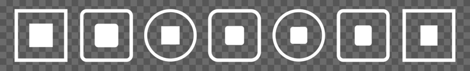 Wall Mural - stop button icon white line | stop buttons illustration | video audio player navigate symbol | quiet